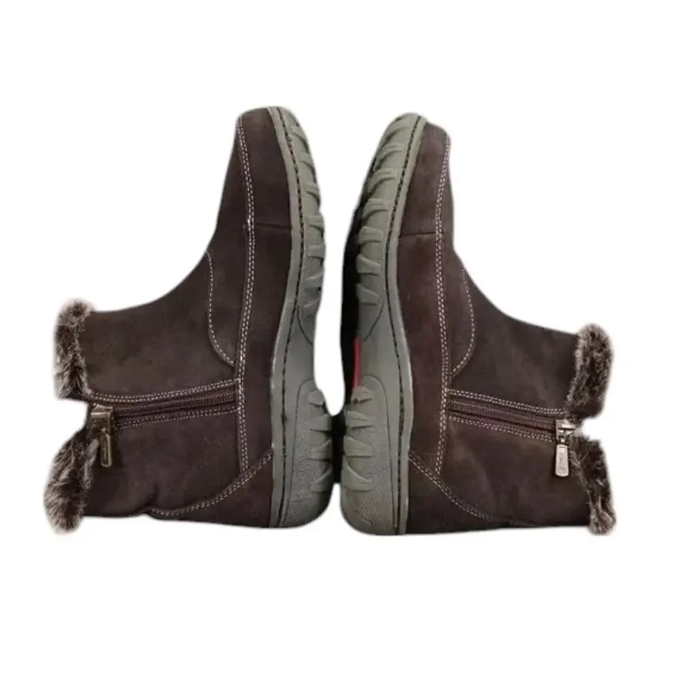 Khombu Shoes Womens 8.5 Booties Leather Faux Fur Winter Ankle Boot Gracie Brown